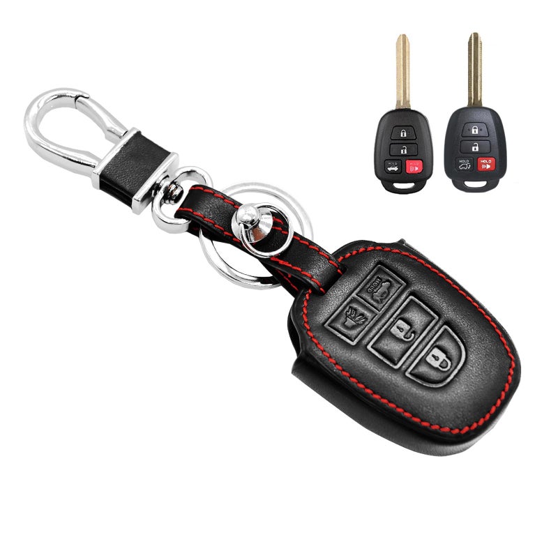 MECHCOS Compatible with Toyota Camry Corolla RAV4 86 Highlander Avalon Corolla iM Sequoia Venza Yaris iA Tacoma Leather Smart Keyless Entry Remote Control Key Fob Cover Case Protector Shell - Image 1